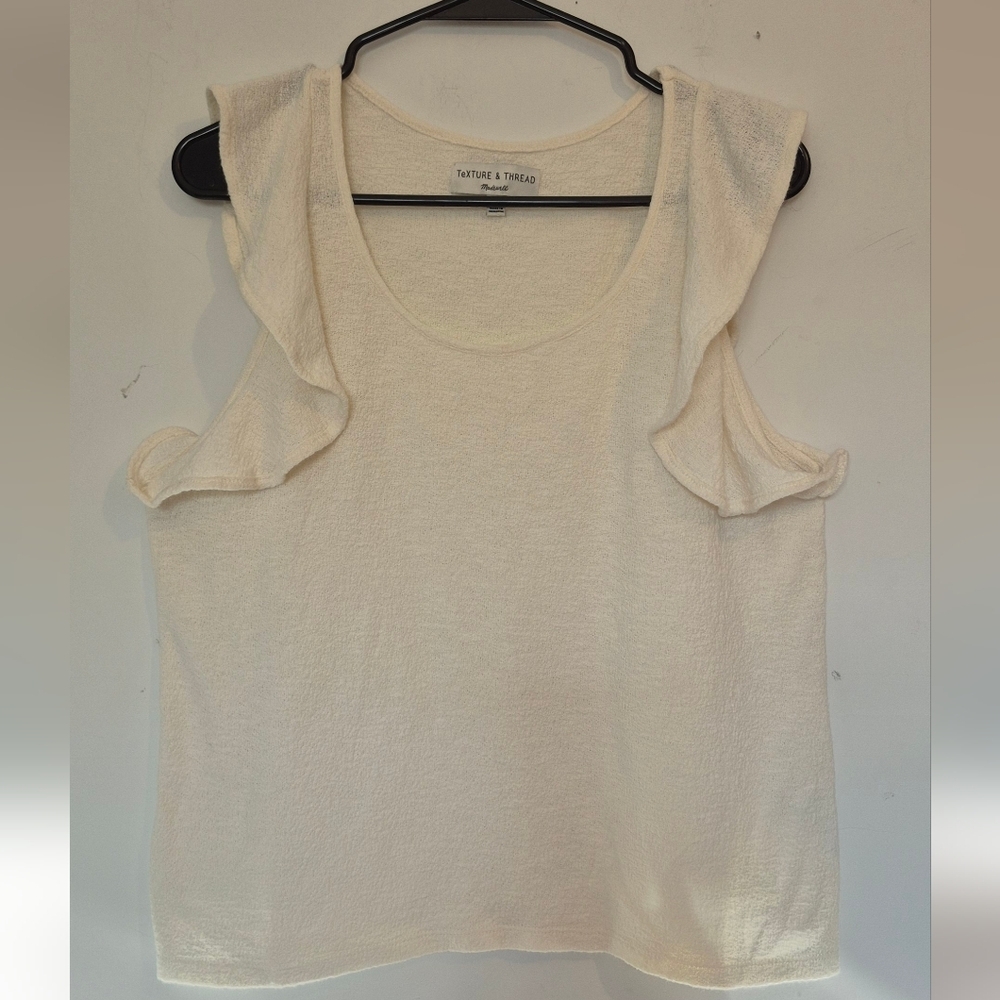 Madewell Cream Ruffle Tank Top - Picture 2 of 5
